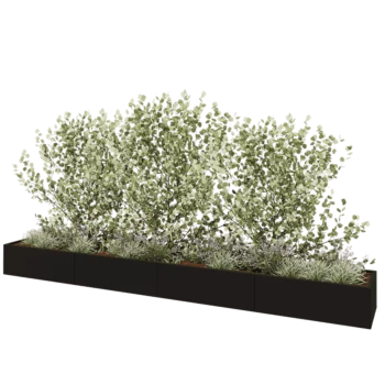 Steel planter XXL - Rectangle - 480 x 60 x 40 cm - RAL9005 matt (black) - Without bottom plate