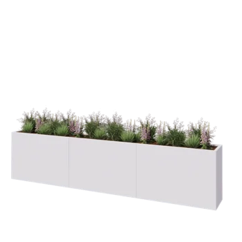 Steel planter XXL - Rectangle - 360 x 40 x 80 cm - RAL9005 matt (white) - Without bottom plate