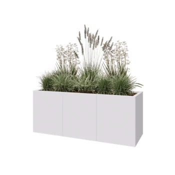 Steel planter XXL - Rectangle - 150 x 50 x 60 cm - RAL9005 matt (white) - With bottom plate
