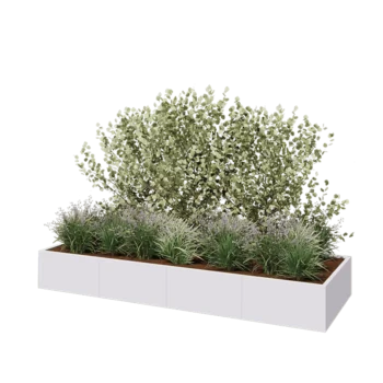 Steel planter XXL - Rectangle - 320 x 100 x 40 cm - RAL9005 matt (white) - Without bottom plate