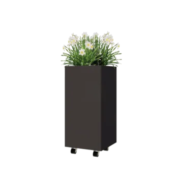 Steel planter - Square - 40 x 40 x 80 cm - RAL7016 matt (anthracite grey) - With bottom plate - With wheels