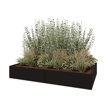 Steel planter XXL - Rectangle - 200 x 120 x 30 cm - RAL9005 matt (black) - Without bottom plate