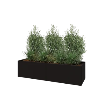 Steel planter XXL - Rectangle - 160 x 50 x 40 cm - RAL9005 matt (black) - With bottom plate