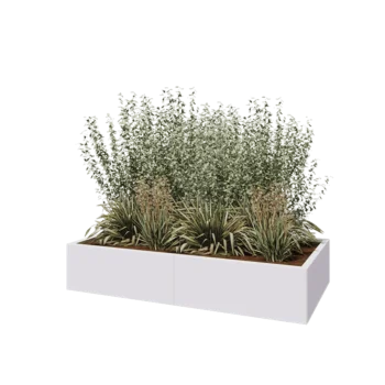 Steel planter XXL - Rectangle - 160 x 80 x 30 cm - RAL9005 matt (white) - With bottom plate