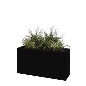 Fibreglass planter - Rectangle - 100 x 30 x 50 cm - RAL9005 matt (black) - With bottom