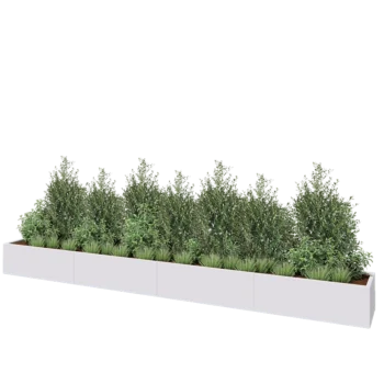 Steel planter XXL - Rectangle - 480 x 50 x 40 cm - RAL9005 matt (white) - Without bottom plate