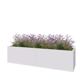 Steel planter XXL - Rectangle - 200 x 50 x 50 cm - RAL9005 matt (white) - Without bottom plate