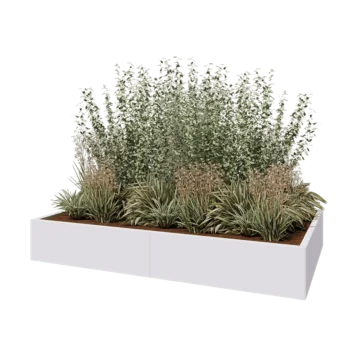Steel planter XXL - Rectangle - 200 x 120 x 30 cm - RAL9005 matt (white) - Without bottom plate