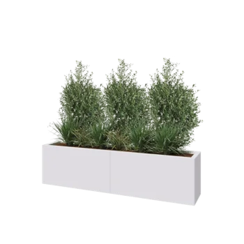 Steel planter XXL - Rectangle - 160 x 30 x 40 cm - RAL9005 matt (white) - With bottom plate