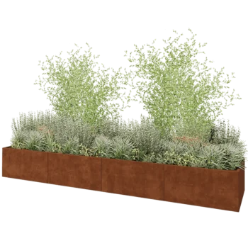 Corten steel planter XXL - Rectangle - 480 x 100 x 60 cm - Without bottom plate