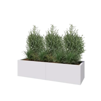 Steel planter XXL - Rectangle - 160 x 50 x 40 cm - RAL9005 matt (white) - Without bottom plate