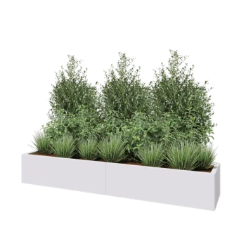 Steel planter XXL - Rectangle - 200 x 40 x 30 cm - RAL9005 matt (white) - With bottom plate