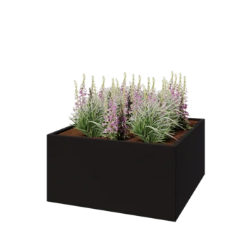 Steel planter - Square - 120 x 120 x 60 cm - RAL9005 matt (black) - Without bottom plate