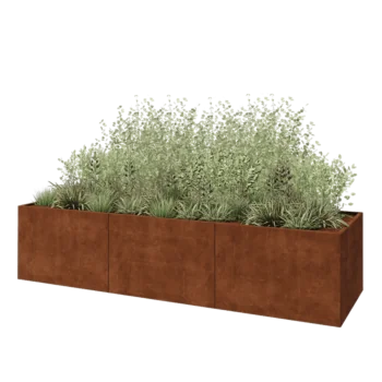 Corten steel planter XXL - Rectangle - 360 x 100 x 80 cm - With bottom plate