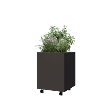 Steel planter - Square - 50 x 50 x 60 cm - Other RAL colour - With bottom plate - With wheels