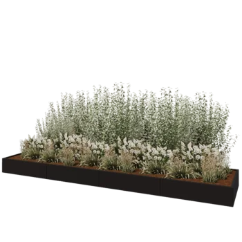 Steel planter XXL - Rectangle - 480 x 100 x 30 cm - RAL9005 matt (black) - With bottom plate