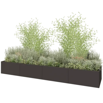 Steel planter XXL - Rectangle - 480 x 100 x 60 cm - RAL7016 matt (anthracite grey) - With bottom plate