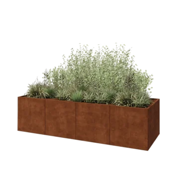 Corten steel planter XXL - Rectangle - 320 x 100 x 80 cm - With bottom plate