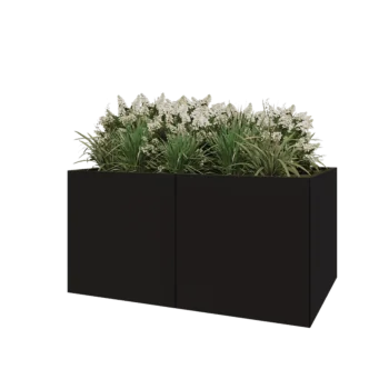Steel planter XXL - Rectangle - 160 x 100 x 80 cm - RAL9005 matt (black) - With bottom plate
