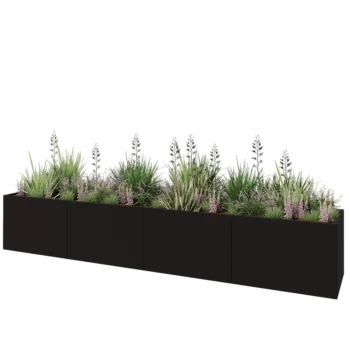 Steel planter XXL - Rectangle - 480 x 80 x 80 cm - RAL9005 matt (black) - Without bottom plate