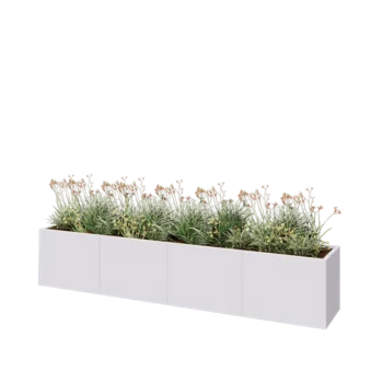 Steel planter XXL - Rectangle - 320 x 50 x 60 cm - RAL9005 matt (white) - With bottom plate
