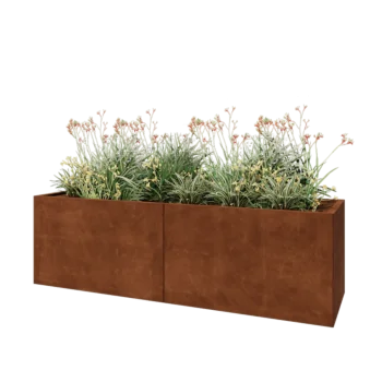 Corten steel planter XXL - Rectangle - 200 x 60 x 60 cm - With bottom plate