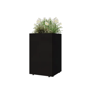 Steel planter - Square - 50 x 50 x 80 cm - RAL9005 matt (black) - With bottom plate - With legs