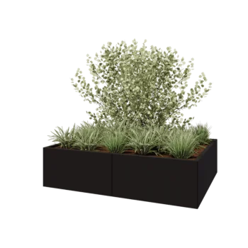 Steel planter XXL - Rectangle - 160 x 120 x 40 cm - RAL9005 matt (black) - With bottom plate