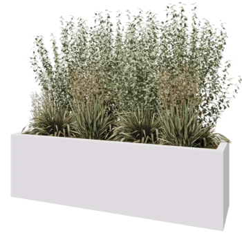 Fibreglass planter - Rectangle - 200 x 50 x 60 cm - RAL9010 matt (white) - With bottom