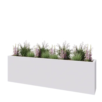 Fibreglass planter - Rectangle - 200 x 30 x 60 cm - RAL9010 matt (white) - With bottom