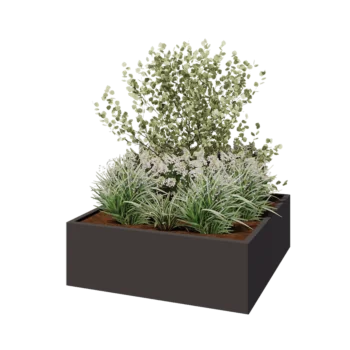 Steel planter - Square - 120 x 120 x 40 cm - Other RAL colour - With bottom plate