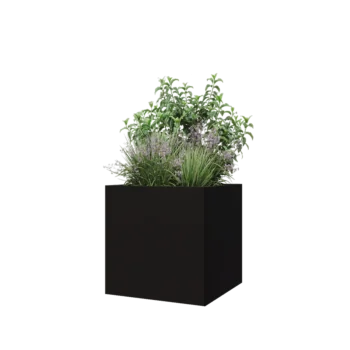 Steel planter - Square - 60 x 60 x 60 cm - RAL9005 matt (black) - With bottom plate
