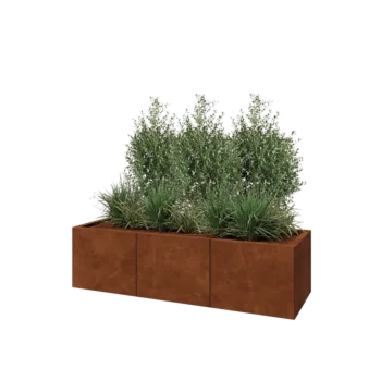 Corten steel planter XXL - Rectangle - 150 x 50 x 40 cm - With bottom plate