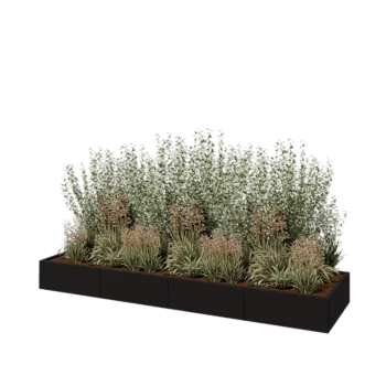 Steel planter XXL - Rectangle - 320 x 80 x 30 cm - RAL9005 matt (black) - With bottom plate