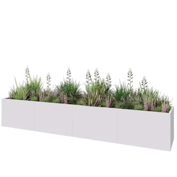 Steel planter XXL - Rectangle - 480 x 80 x 80 cm - RAL9005 matt (white) - With bottom plate
