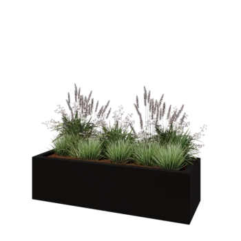 Fibreglass planter - Rectangle - 150 x 50 x 40 cm - RAL9005 matt (black) - With bottom