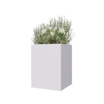 Steel planter - Square - 60 x 60 x 80 cm - RAL9005 matt (white) - Without bottom plate