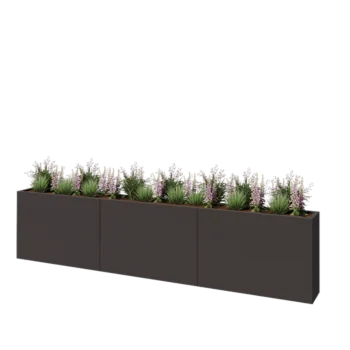 Steel planter XXL - Rectangle - 360 x 30 x 80 cm - RAL7016 matt (anthracite grey) - With bottom plate