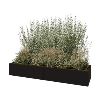 Steel planter XXL - Rectangle - 200 x 60 x 30 cm - RAL9005 matt (black) - Without bottom plate