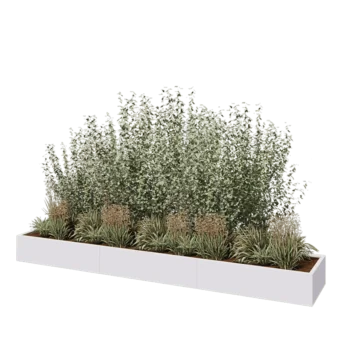 Steel planter XXL - Rectangle - 360 x 60 x 30 cm - RAL9005 matt (white) - Without bottom plate