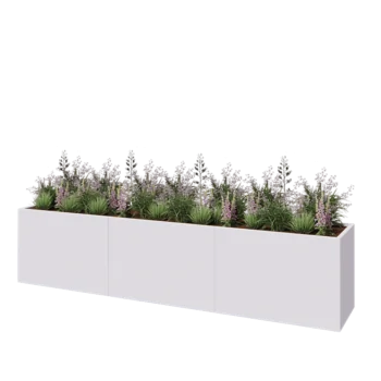 Steel planter XXL - Rectangle - 360 x 60 x 80 cm - RAL9005 matt (white) - Without bottom plate