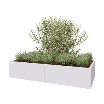 Steel planter XXL - Rectangle - 200 x 100 x 40 cm - RAL9005 matt (white) - Without bottom plate
