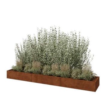 Corten steel planter XXL - Rectangle - 360 x 60 x 30 cm - With bottom plate