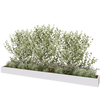 Steel planter XXL - Rectangle - 480 x 50 x 30 cm - RAL9005 matt (white) - With bottom plate
