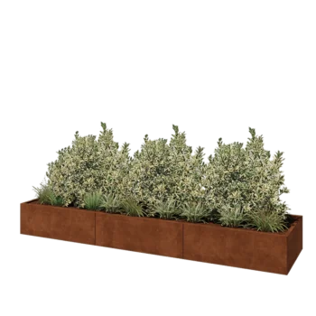 Corten steel planter XXL - Rectangle - 360 x 80 x 40 cm - With bottom plate