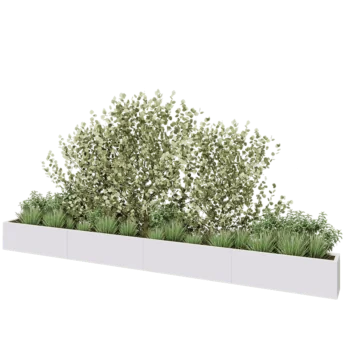 Steel planter XXL - Rectangle - 480 x 30 x 40 cm - RAL9005 matt (white) - Without bottom plate