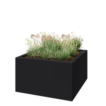 Fibreglass planter - Square - 140 x 140 x 80 cm - RAL7021 matt (black grey) - With bottom