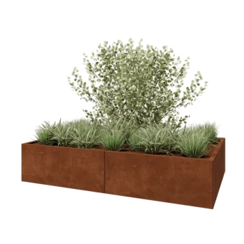 Corten steel planter XXL - Rectangle - 200 x 120 x 40 cm - With bottom plate