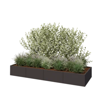 Steel planter XXL - Rectangle - 320 x 100 x 40 cm - RAL7016 matt (anthracite grey) - With bottom plate