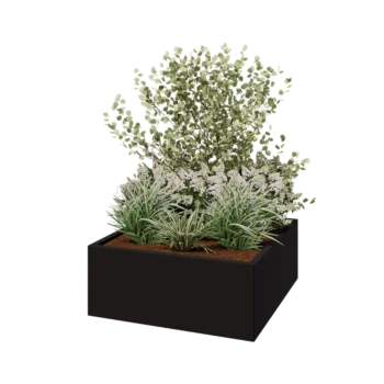 Steel planter - Square - 100 x 100 x 40 cm - RAL9005 matt (black) - Without bottom plate
